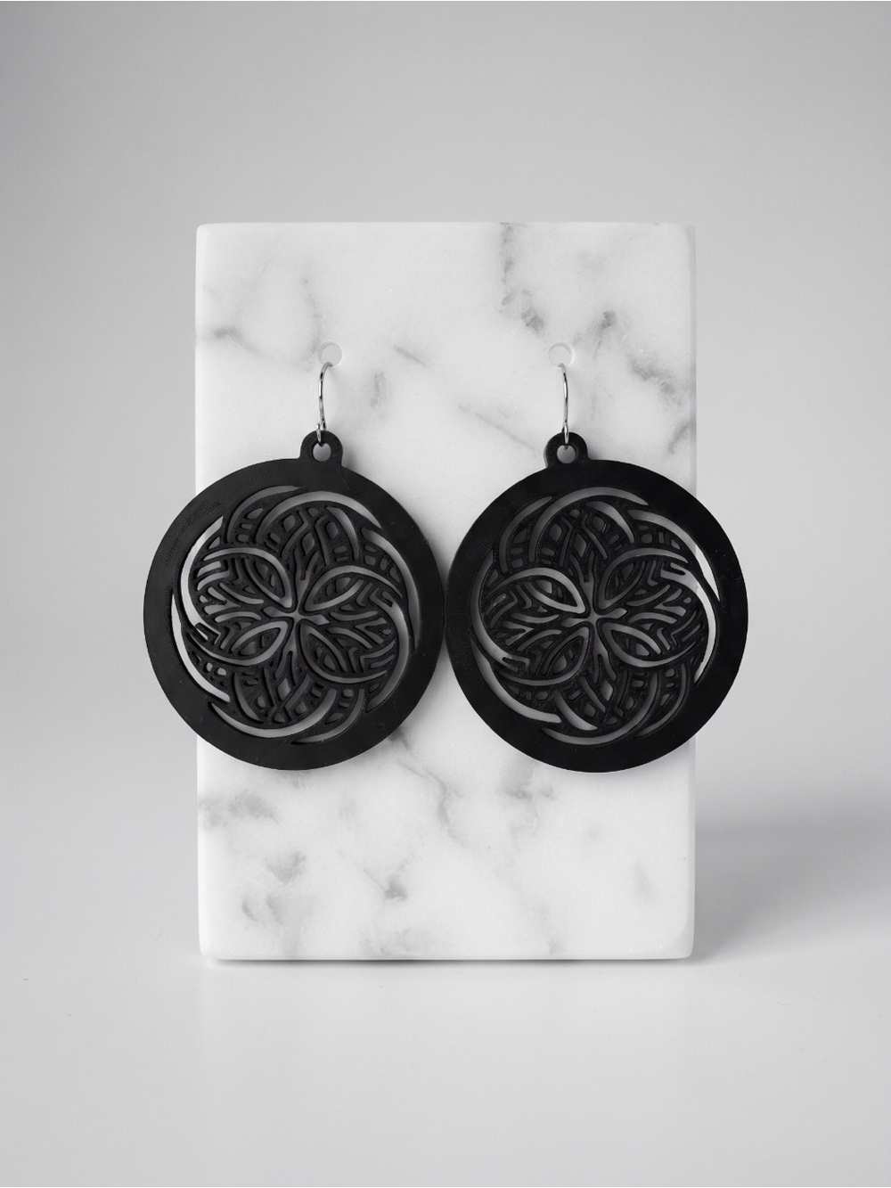 Black Filigree Round Drop Earrings - Women Jewelry